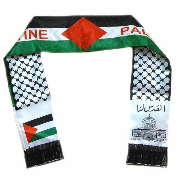 Palestine Flag Scarf Dome of The Rock Arabian Fashion Neck Scarf - Picture 1 of 2